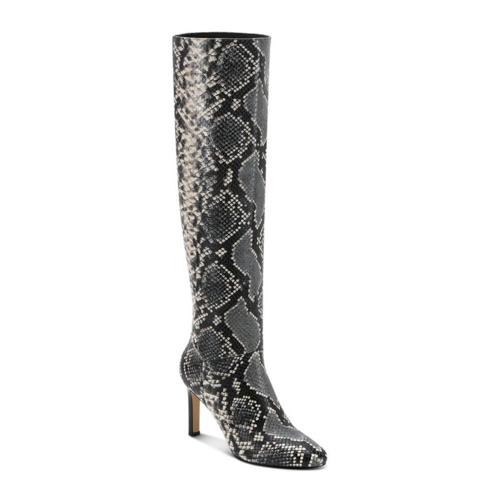 MARC FISHER Womens Blue Snake Zadia Almond Stiletto Slip On Leather Boots 6 M